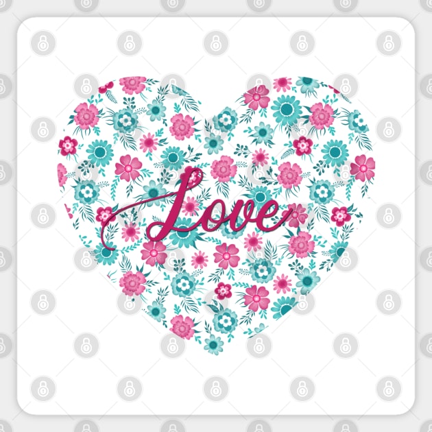 Floral love heart Sticker by Unalome_Designs